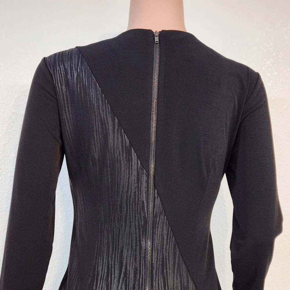 Donna Morgan 3/4 Sleeve Ruched Little Black Dress Sz 4 - Picture 8 of 11